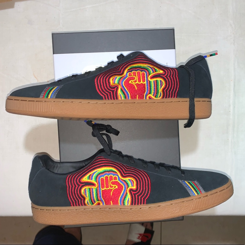 Puma 50th Anniversary Suede PWR Thru Peace Americas Mens Shoes Black Red